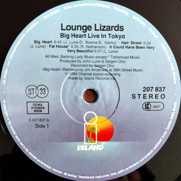Lounge Lizards - Big Heart (Live In Tokyo) (LP, Album, MP, RP)