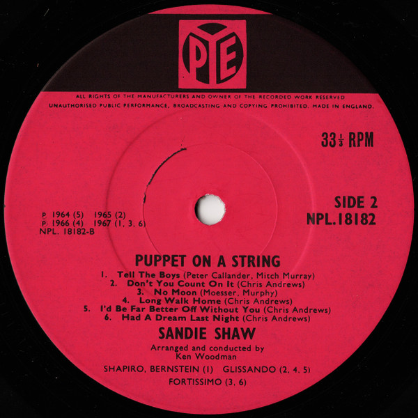 Sandie Shaw - Puppet On A String (LP, Album, Mono)