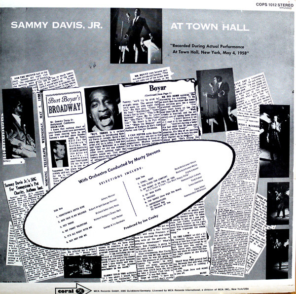 Sammy Davis, Jr.* - Sammy Davis, Jr. At Town Hall (LP, Album, RE)