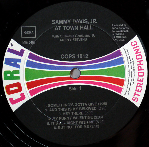 Sammy Davis, Jr.* - Sammy Davis, Jr. At Town Hall (LP, Album, RE)