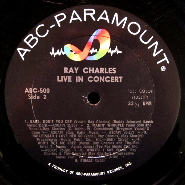 Ray Charles - Ray Charles Live In Concert (LP, Album, Mono)