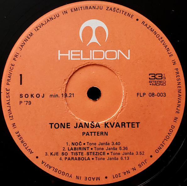 Tone Janša Quartet* - Pattern (LP, Album)