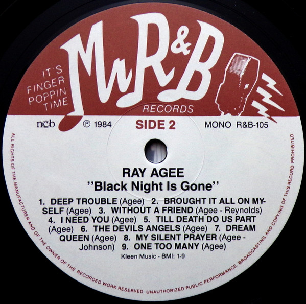 Ray Agee - Black Night Is Gone (LP, Comp, Mono)