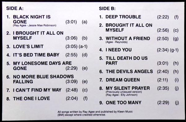 Ray Agee - Black Night Is Gone (LP, Comp, Mono)