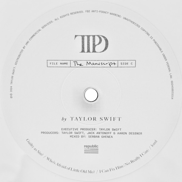 Taylor Swift - The Tortured Poets Department (2xLP, Album, Whi)