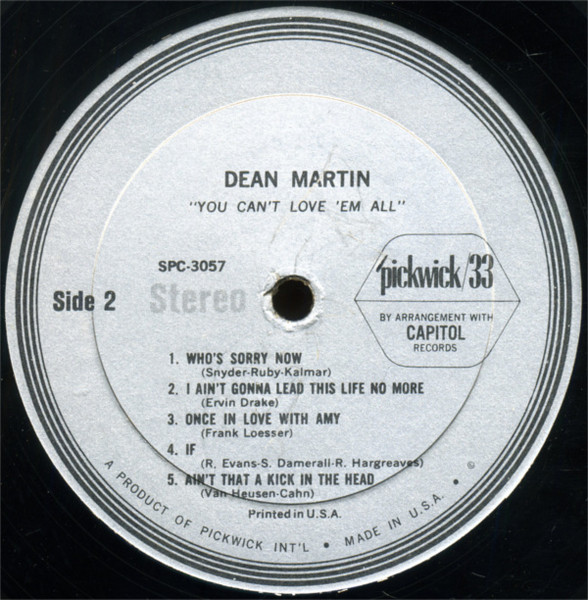 Dean Martin - You Can't Love 'Em All (LP, Comp)