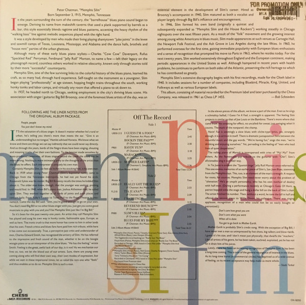 Memphis Slim - Memphis Slim (LP, Album, RE, Glo)