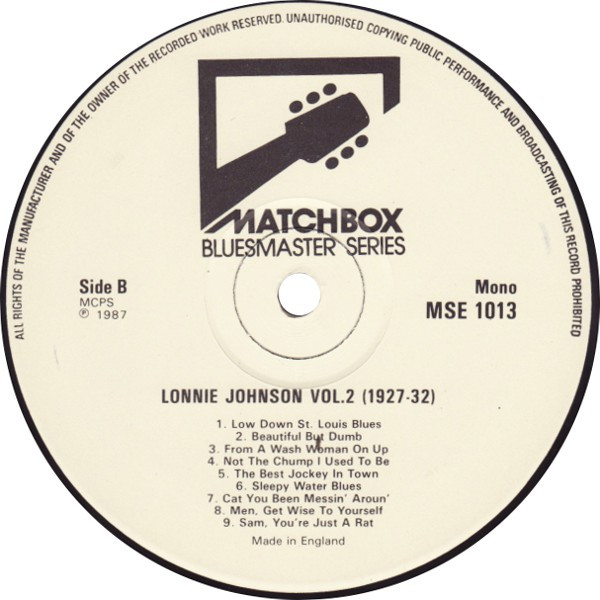 Lonnie Johnson (2) - Volume Two 1927-32: Historical Recordings (LP, Comp, Mono)