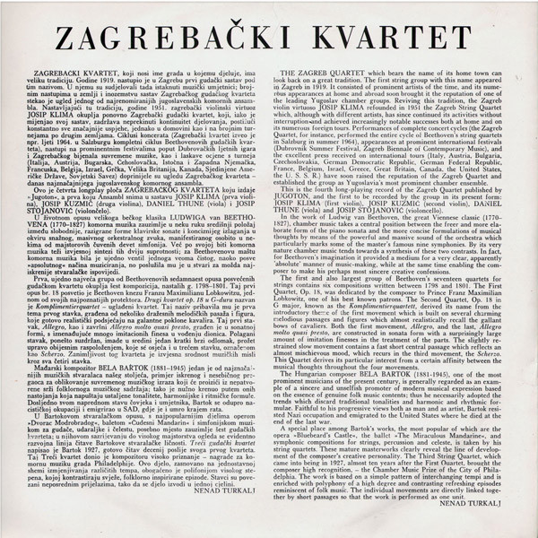Zagrebački Kvartet* - L. Van Beethoven, B. Bartók (LP, Album)