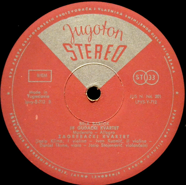 Zagrebački Kvartet* - L. Van Beethoven, B. Bartók (LP, Album)