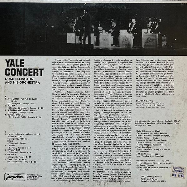 Duke Ellington And His Orchestra - Yale Concert (LP)