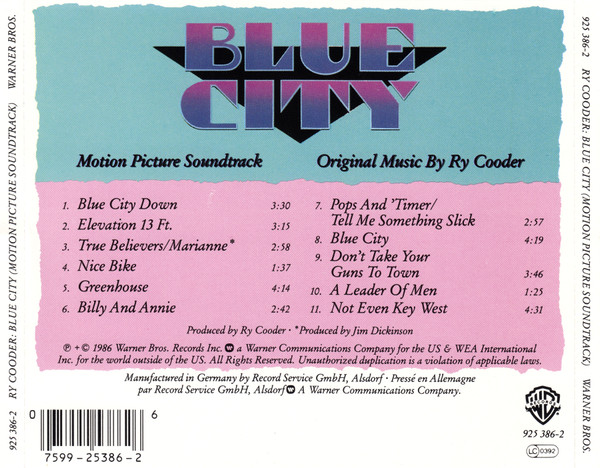 Ry Cooder - Blue City (Motion Picture Soundtrack) (CD, Album)