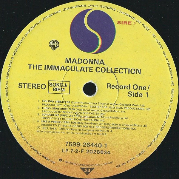 Madonna - The Immaculate Collection (2xLP, Album, Comp)