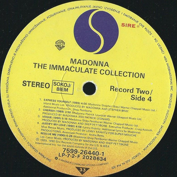Madonna - The Immaculate Collection (2xLP, Album, Comp)
