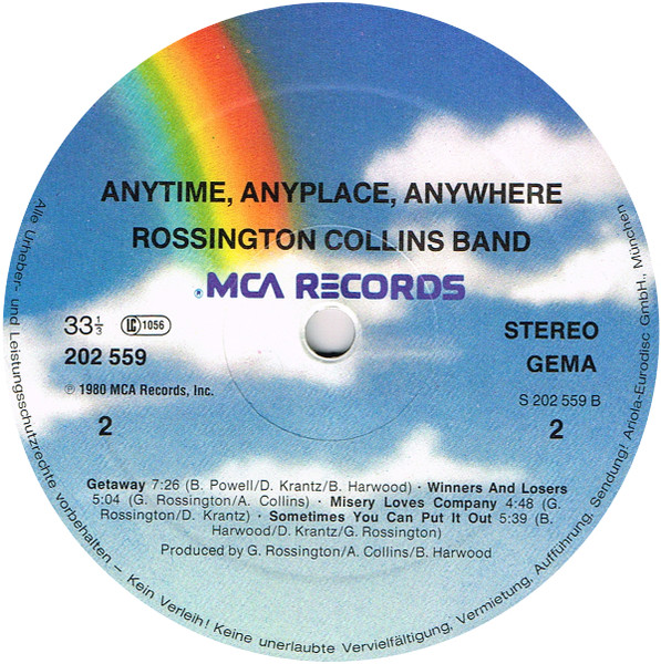 Rossington Collins Band - Anytime, Anyplace, Anywhere (LP, Album,  )