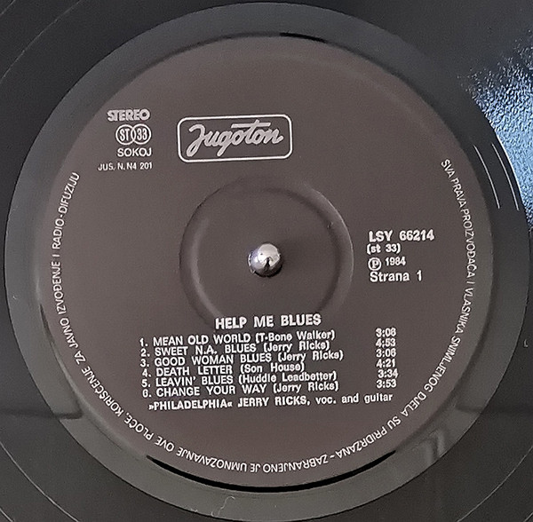 Philadelphia Jerry Ricks* - Help Me Blues (LP, Album)