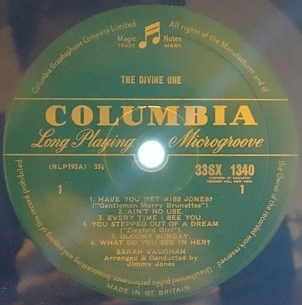 Sarah Vaughan - The Divine One (LP, Album, Mono)