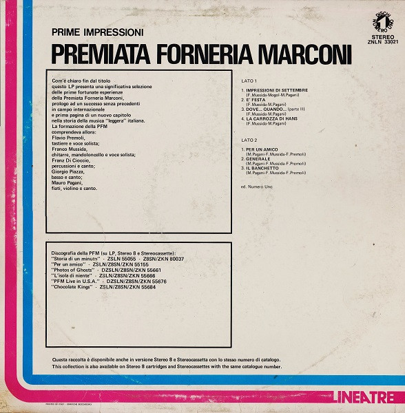 Premiata Forneria Marconi - Prime Impressioni (LP, Comp)