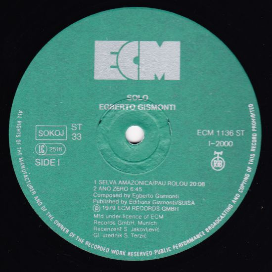 Egberto Gismonti - Solo (LP, Album)