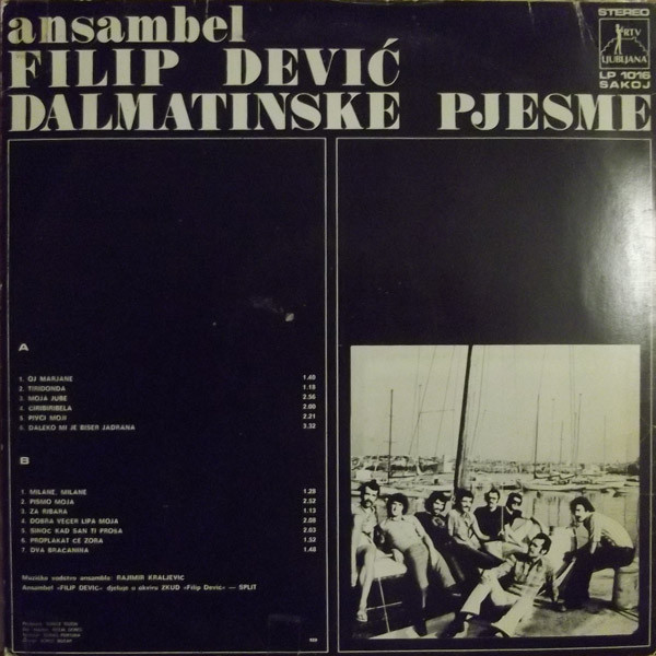 Ansambel Filip Dević* - Dalmatinske Pjesme (LP, Album, RE)