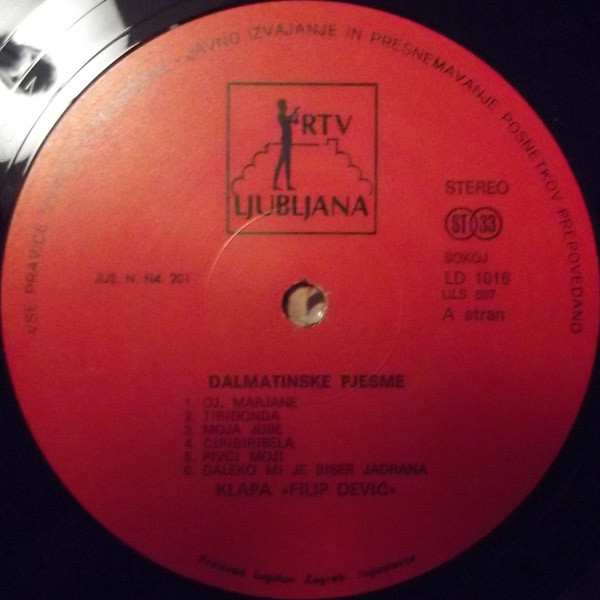 Ansambel Filip Dević* - Dalmatinske Pjesme (LP, Album, RE)