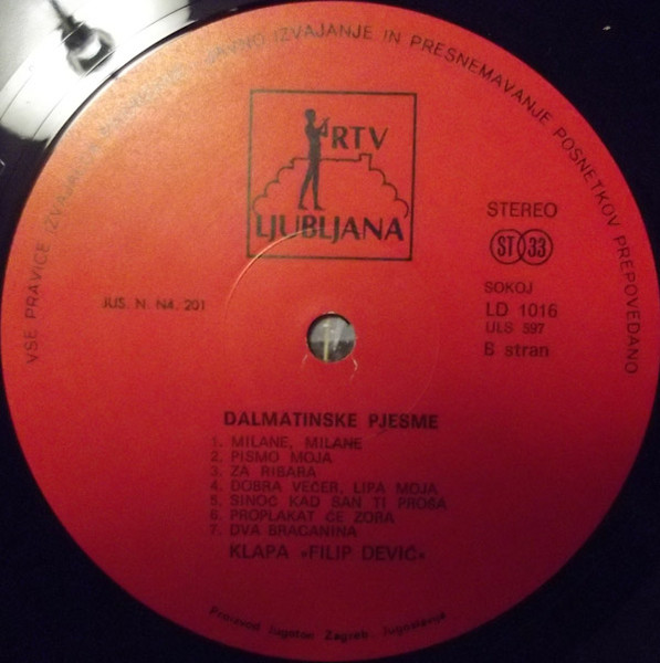 Ansambel Filip Dević* - Dalmatinske Pjesme (LP, Album, RE)