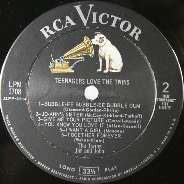 The Twins Jim And John - Teenagers Love The Twins (LP, Album, Mono)