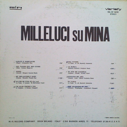 Mina (3) - Milleluci Su Mina (LP, Comp)