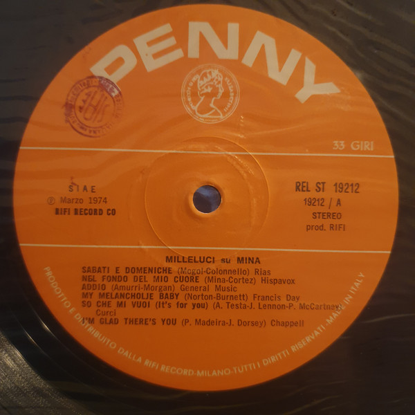 Mina (3) - Milleluci Su Mina (LP, Comp)