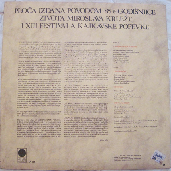 Milan Arko - Miroslav Krleža - Ni Med Cvetjem Ni Pravice (Izbor Iz Balada Petrice Kerempuha Miroslava Krleže) (LP, Album)