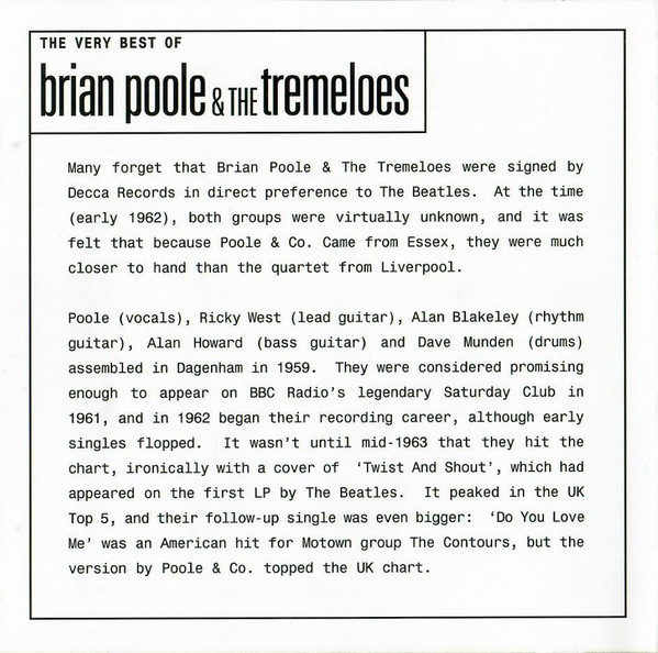 Brian Poole & The Tremeloes - The Very Best Of Brian Poole & The Tremeloes (CD, Comp, RE)