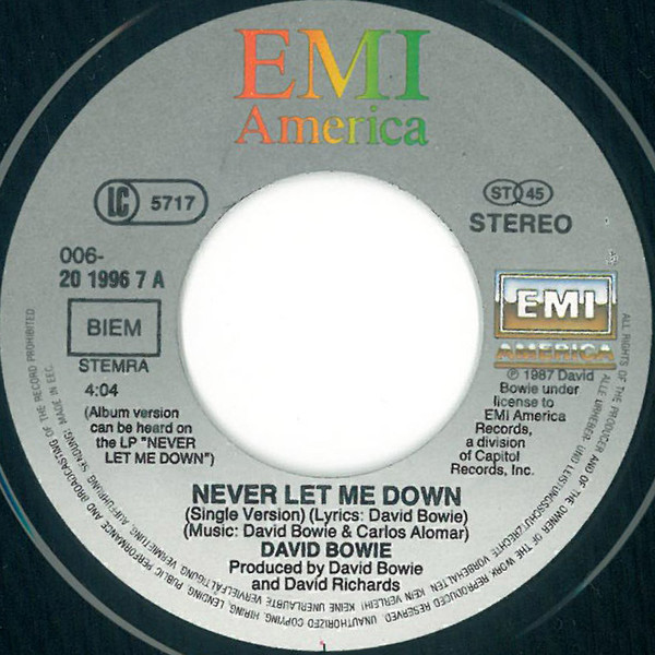 David Bowie - Never Let Me Down (Single Version) (7