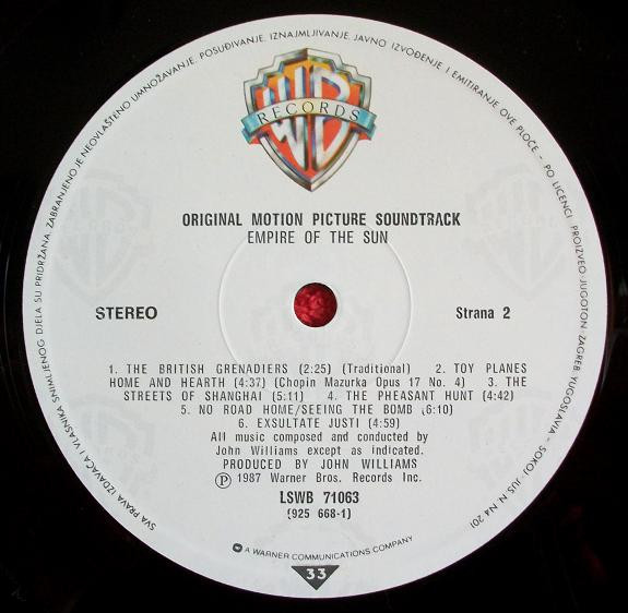 John Williams (4) - Empire Of The Sun (Original Motion Picture Soundtrack) (LP, Album)