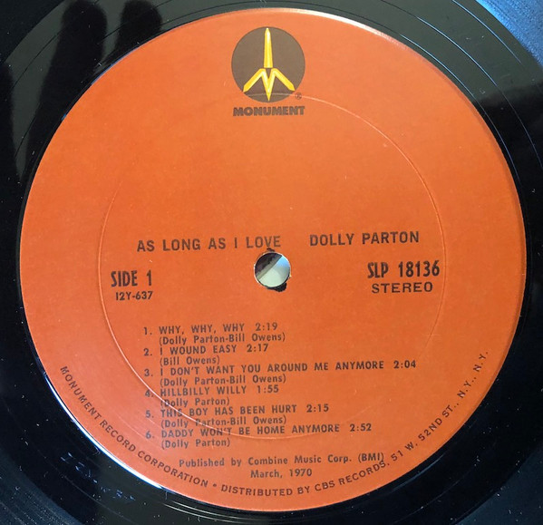 Dolly Parton - As Long As I Love (LP, Album, RP, Bro)