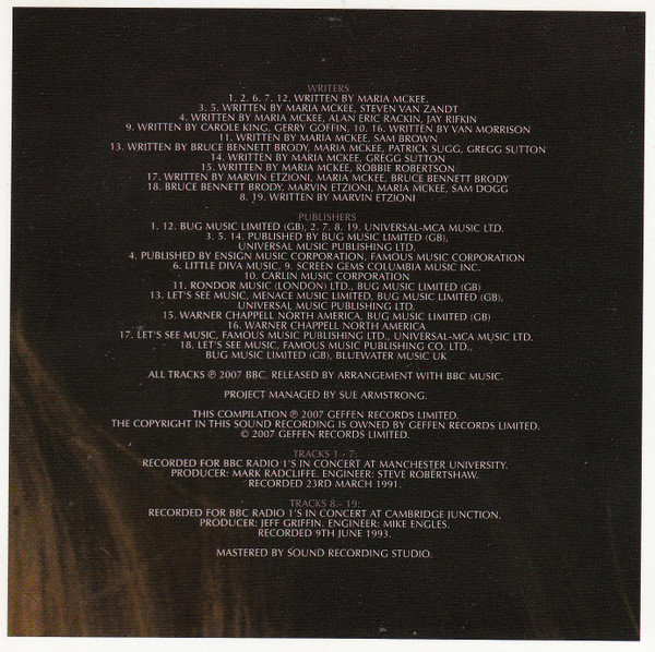 Maria McKee - Live At The BBC (CD, Album)