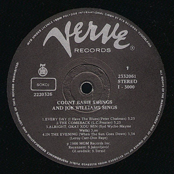 Count Basie, Joe Williams - Count Basie Swings And Joe Williams Sings (LP, Album)