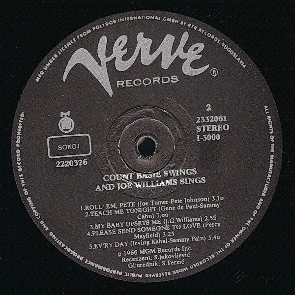Count Basie, Joe Williams - Count Basie Swings And Joe Williams Sings (LP, Album)