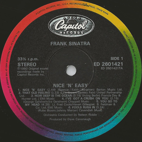 Frank Sinatra - Nice 'N' Easy (LP, Album, RM)