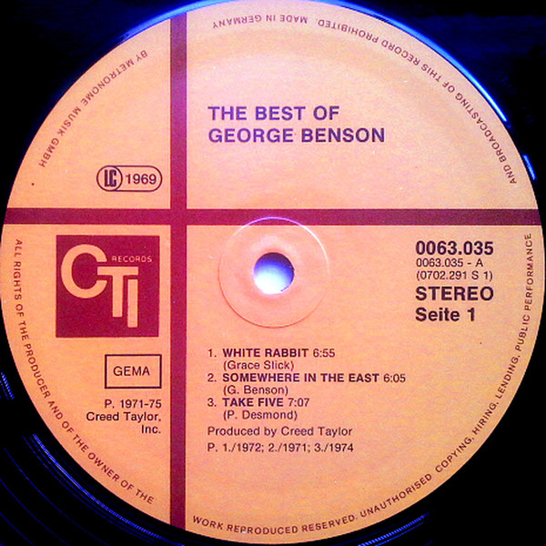 George Benson - The Best Of George Benson (LP, Comp)