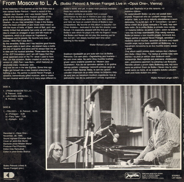 Boško Petrović & Neven Frangeš Duo - From Moscow To L.A. (LP, Album)