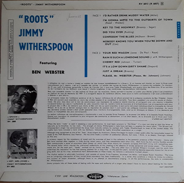 Jimmy Witherspoon Featuring Ben Webster - Roots (LP, Album, Mono)
