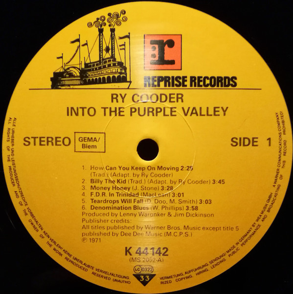 Ry Cooder - Into The Purple Valley (LP, Album, RE)