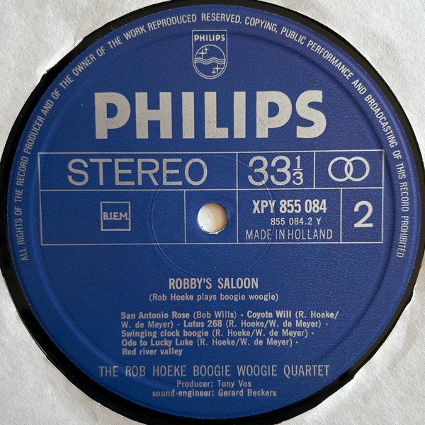 The Rob Hoeke Boogie Woogie Quartet* - Robby's Saloon (LP, Album)