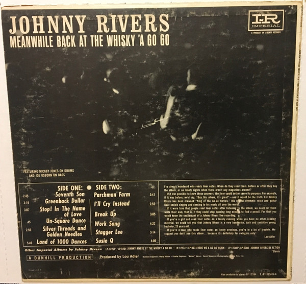 Johnny Rivers - Meanwhile Back At The Whisky À Go Go (LP, Album, Mono, Whi)