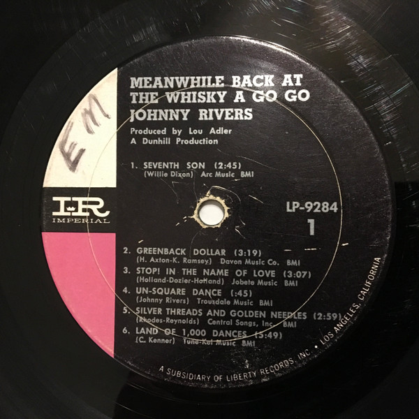 Johnny Rivers - Meanwhile Back At The Whisky À Go Go (LP, Album, Mono, Whi)