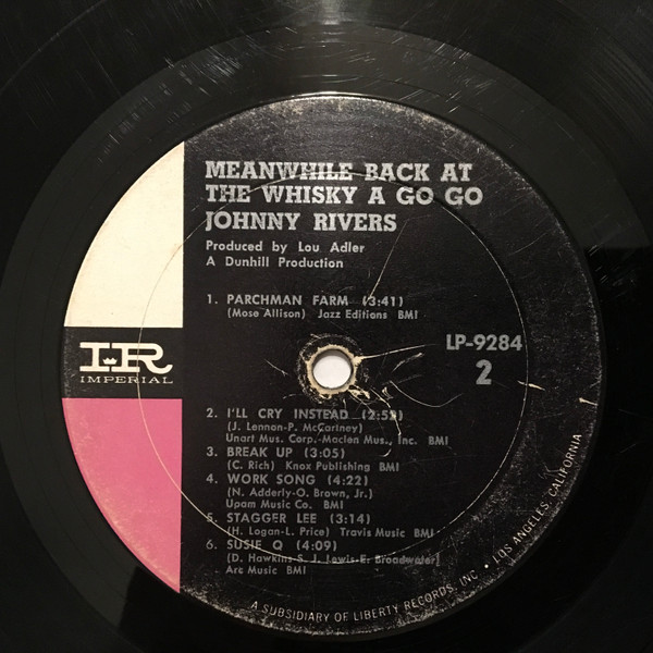 Johnny Rivers - Meanwhile Back At The Whisky À Go Go (LP, Album, Mono, Whi)