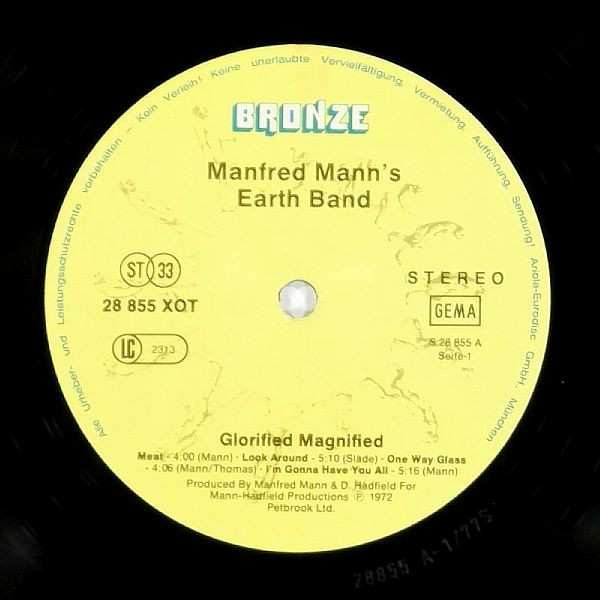 Manfred Mann's Earth Band - Glorified Magnified (LP, Album, RE)