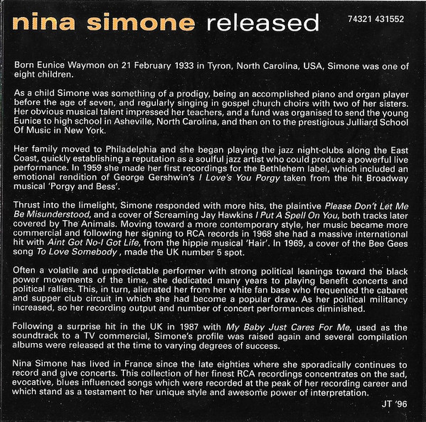 Nina Simone - Released (CD, Comp)