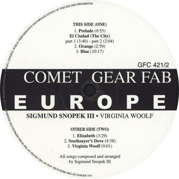 Sigmund Snopek III - Virginia Woolf (2xLP, Album, RE, 180)