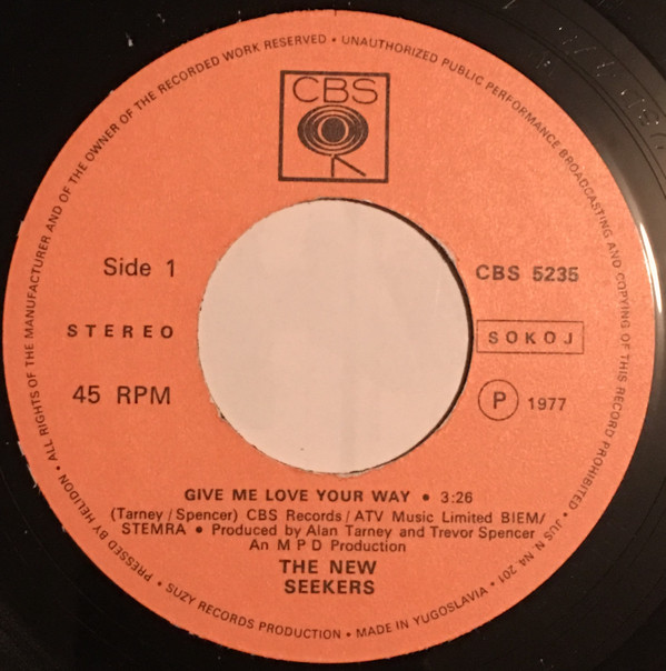 The New Seekers - Give Me Love Your Way / You Never Can Tell (7